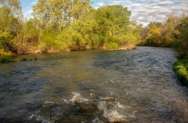 Harika bir bahar sabahı. Nisava nehrinin manzarası. Nis 'ten çok uzak değil..