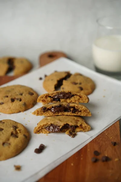 Galletas Chocolate Con Chocolate Estas Galletas Chocolate Con Chips Café — Foto de Stock