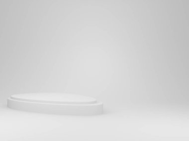 3D oluşturulmuş beyaz minimal podyum.