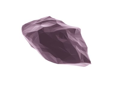 3D düşük çokgen taş numunesi. Beyaz arka planda kaya örneği izole edildi. Kesme yolu.