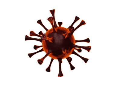 3 boyutlu COVID-19 virüsü beyaz arka planda izole edildi. Kesme yolu.