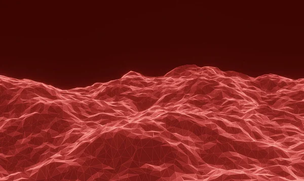 3D rendered low polygon topographic mountain. Red terrain.