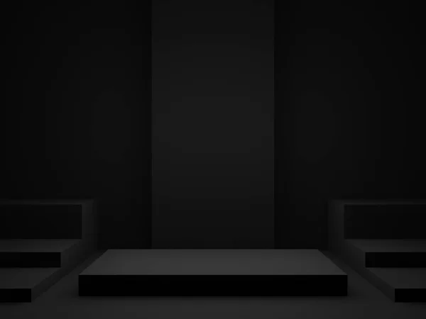 Donkere Kamer Podium Zwarte Standaard Weergave — Stockfoto