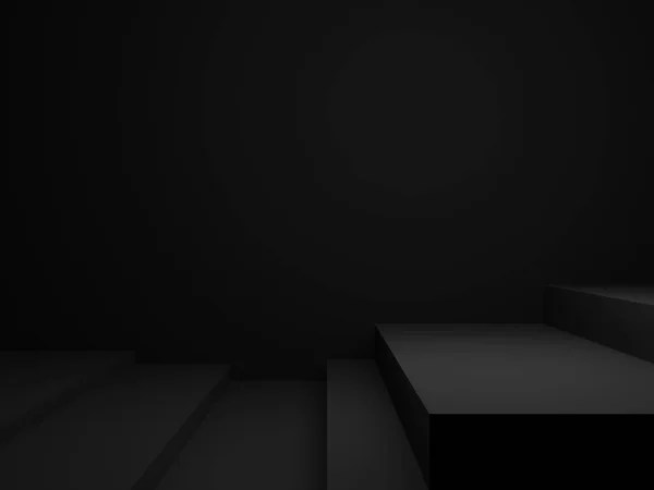 Dark Room Stage Black Stand Rendering — Stock Photo, Image