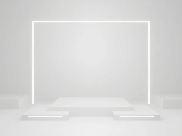 3Dレンダリング科学製品スタンド 白い舞台 — ストック写真