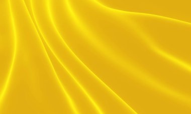 Üç boyutlu sarı kıvrımlı kumaş. Soyut dalga arkaplanı.