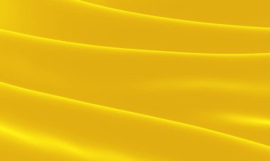 Üç boyutlu sarı kıvrımlı kumaş. Soyut dalga arkaplanı.