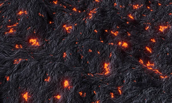 3D soğutulmuş bazaltik lav. Soyut volkanik arkaplan.