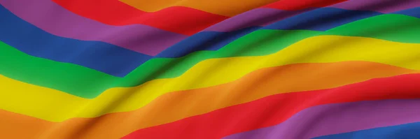 Rendu Drapeau Arc Ciel Ondulé Couleur Lgbtq — Photo