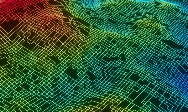 Renderizado Topografía Cuadrícula Abstracta Terreno Malla Degradada — Foto de Stock