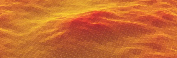 Renderizado Montaña Topográfica Polígono Bajo Terreno Rejilla Roja Amarilla — Foto de Stock