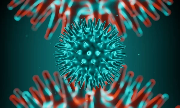 Renderização Pandemia Microscópica Covid Mutação Viral — Fotografia de Stock