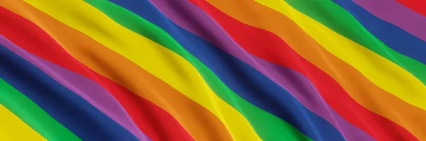 Renderização Bandeira Ondulada Arco Íris Cor Lgbtq — Fotografia de Stock