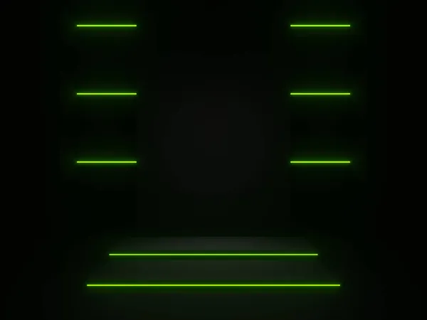 Візуалізована Чорна Наукова Сцена Зеленим Неоновим Світлом — стокове фото