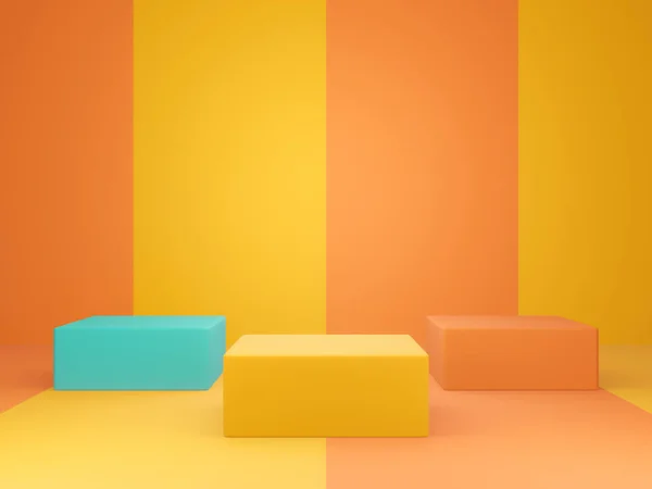 Boyutlu Renkli Ürün Standı Kutu Podyumu — Stok fotoğraf