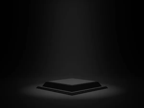 Renderowane Czarny Geometryczny Produkt Podium Ciemne Tło — Zdjęcie stockowe