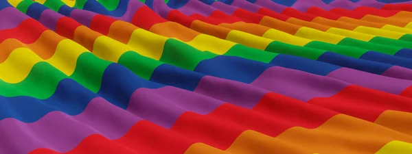 3D渲染 飘扬的彩虹旗 Lgbtq颜色 — 图库照片