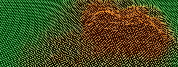 Rendu Topographique Grille Montagne Wireframe Terrain Holographique — Photo