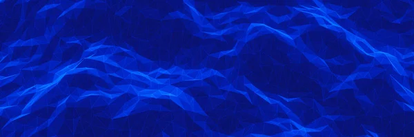 Renderizado Montanha Topográfica Baixo Polígono Terreno Azul Abstracto — Fotografia de Stock