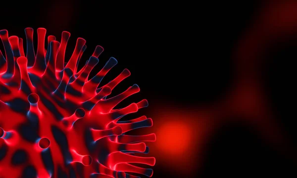 Rendido Microscopic Covid Pandemic Mutación Del Virus Corona Roja —  Fotos de Stock