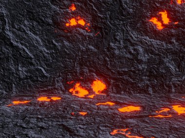 3D soyut lav duvarı arkaplanı oluşturuldu..