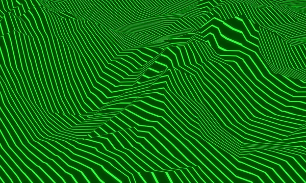 緑の地形線 抽象的な山 3Dイラスト — ストック写真
