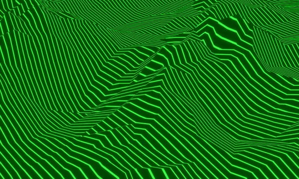 Groene Topografische Lijnen Abstracte Berg Illustratie — Stockfoto