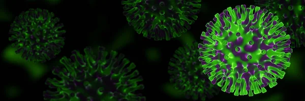 Gerenderte Mikroskopische Covid Pandemie Grüne Omicron Virusmutation — Stockfoto