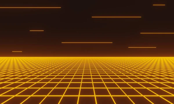 Rendered Abstract Retro Background Yellow Grid Lines — стоковое фото