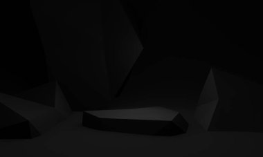 3D düşük çokgen siyah taş arkaplan. Dark Rock modeli..