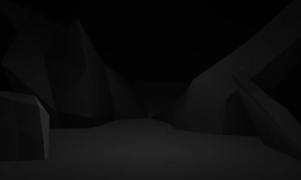 Gerendert Niedrigen Polygon Schwarzen Stein Hintergrund Dunkle Felsen Attrappe — Stockfoto
