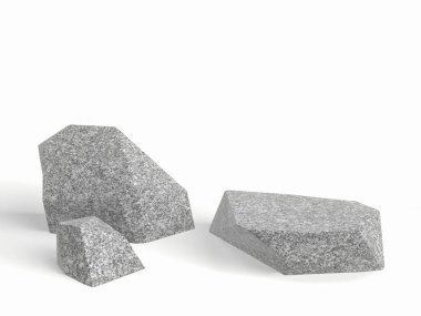 Beyaz arka planda 3D rock podyumu. Taş modeli..
