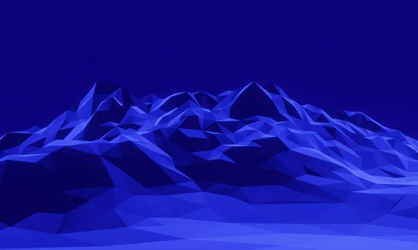 Rendered Blue Low Polygon Topographic Terrain — стоковое фото
