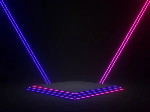 Reso Nero Geometrico Con Luci Neon Gradiente Sfondo Scuro — Foto Stock