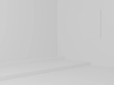 3 boyutlu geometrik evre. Beyaz oda arkaplanı.