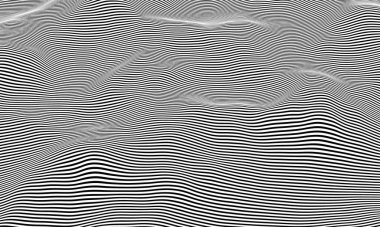 3D, siyah ve beyaz soyut arkaplan oluşturdu. Soyulmuş çizgiler.