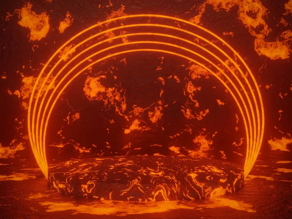Рендеринговий Абстрактний Вулканічний Лавовий Подіум — стокове фото