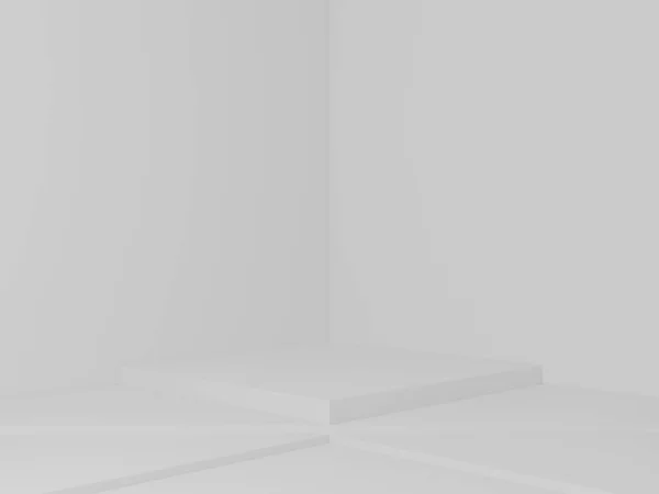Rendered Geometric Stage White Room Background — Fotografia de Stock