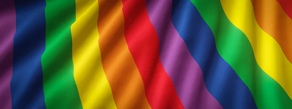 3D渲染 飘扬的彩虹旗 Lgbtq颜色 — 图库照片