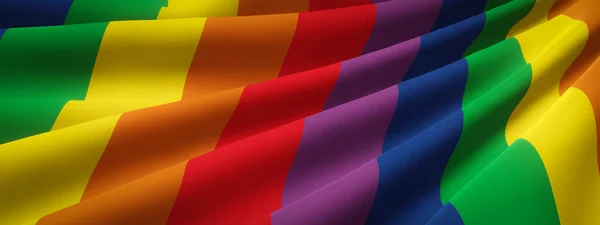Weergave Golvende Regenboogvlag Lgbtq Kleur — Stockfoto
