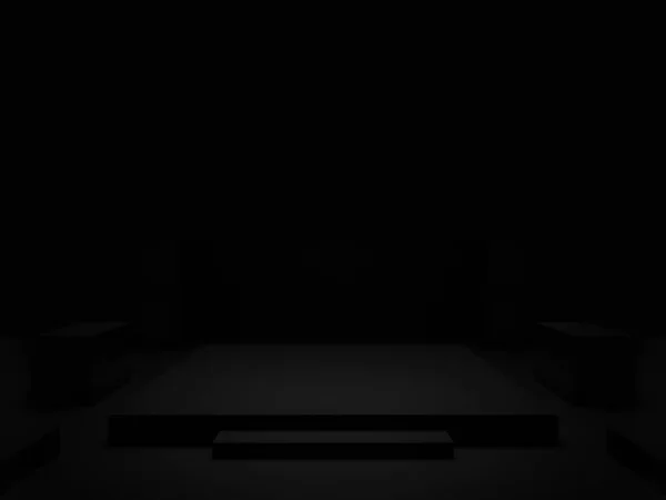 Boyutlu Siyah Geometrik Oda Modeli Koyu Arkaplan — Stok fotoğraf