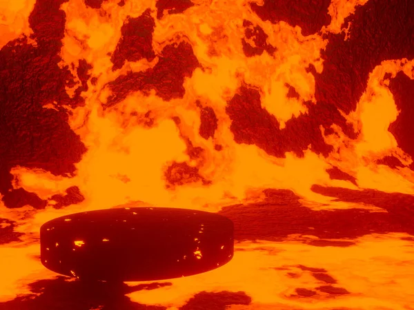 Podium Lave Volcanique Abstrait Rendu — Photo
