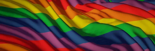 Weergegeven Golvende Regenboogvlag Lgbtq Geklonken Kleding — Stockfoto