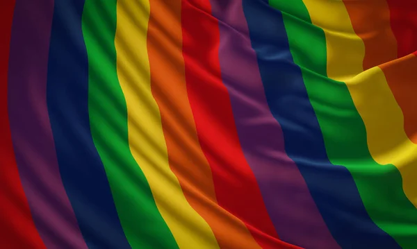 Rendered Wavy Rainbow Flag Lgbtq Rippled Clothes — 스톡 사진