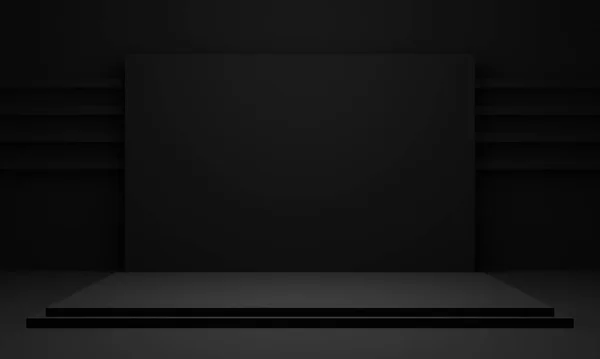 Boyutlu Siyah Geometrik Ürün Podyumu Karanlık Sahne Arkaplanı — Stok fotoğraf