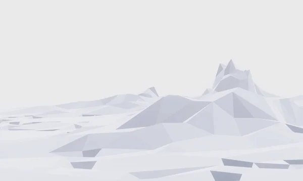 3D rendered low polygon ice mountain. Gracial landform. Ice sea.