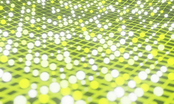 3D rendered abstract green grid  network.