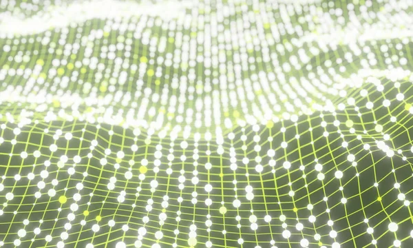 3D rendered abstract green grid  network.