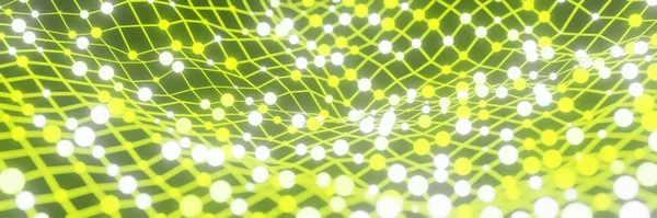 3D rendered abstract green grid  network.