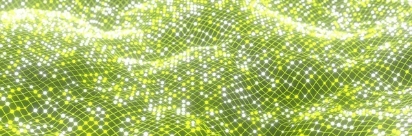 3D rendered abstract green grid  network.
